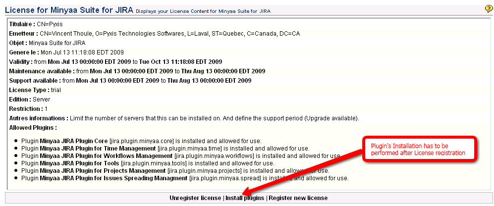 License Key registered, ready for installation