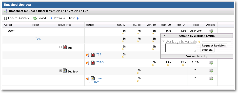 Timesheets Gadget