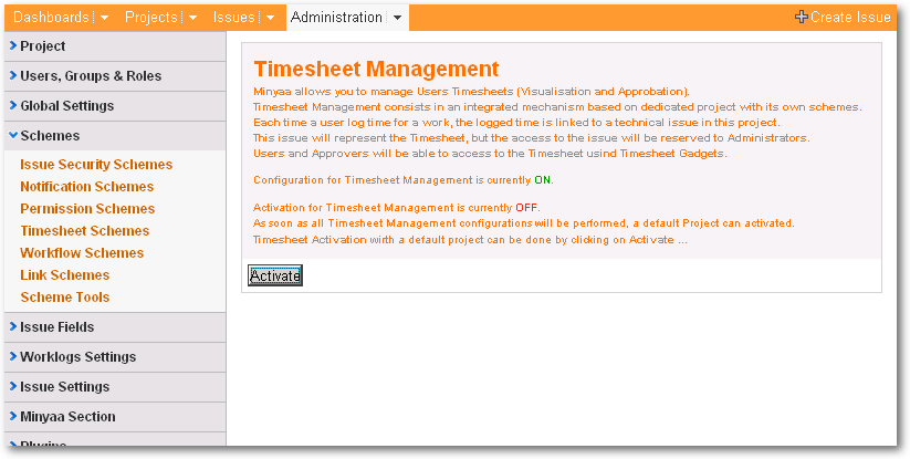 Timesheets Activation