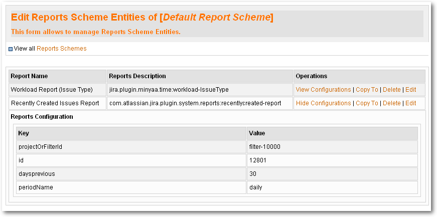 Captured Report Configurations